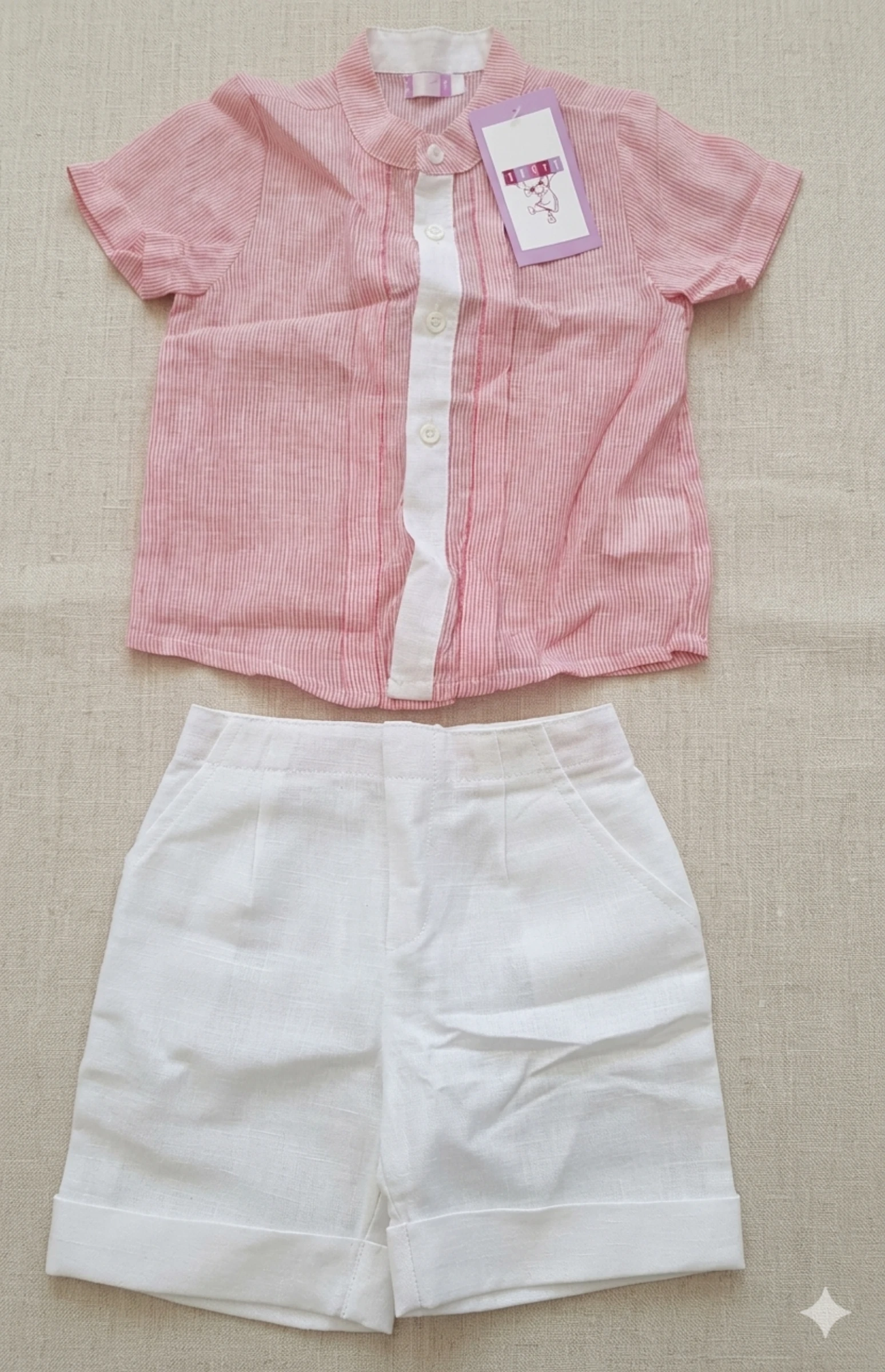 Conjunto de lino para bebé confecciones sulfy talla 18m Nuevo con etiquetas